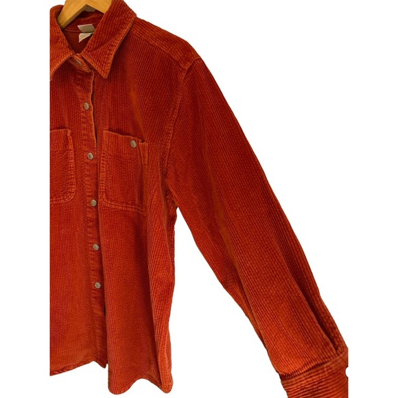 Essentials Style Sze Large Oversized Thick Corduroy Shacket Snap Buttons Orange - Picture 3 of 6
